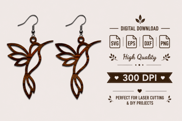 Download Wooden Bird Earrings SVG,Laser Cut File - Earrings Collection