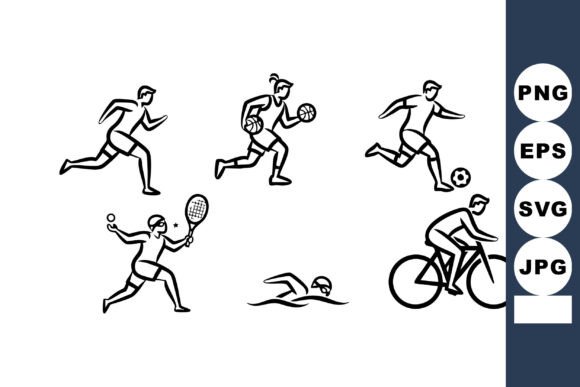 Download Active Sports Silhouettes Running Cyclin - Sports silhouettes Collection