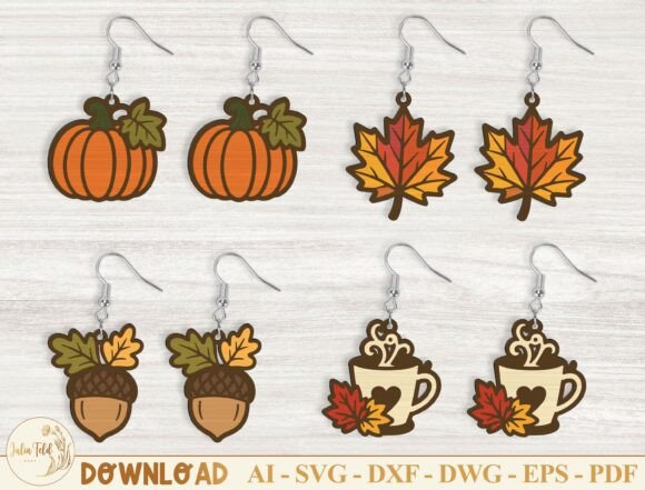 Download Fall Earrings Laser Cut File SVG Bundle - Earrings Collection
