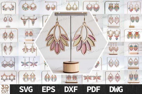 Download Laser Cut Boho Earrings Mega Bundle - Earrings Collection