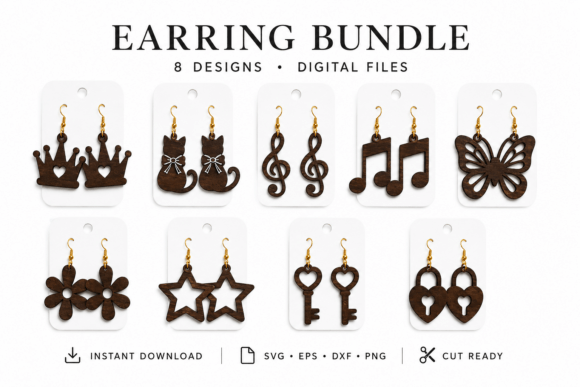 Download Wooden Earrings SVG Laser Cut File - Earrings Collection