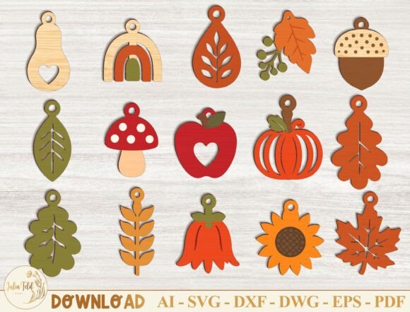 Download Fall Earrings Laser Cut File SVG Bundle - Earrings Collection