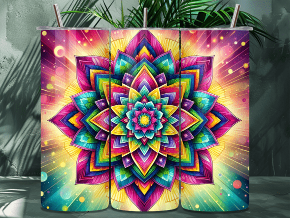 Download Vibrant 3D Mandala Floral Tumbler Wrap - 3d mandala Collection