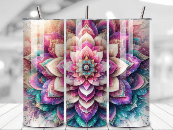 Download 3D Mandala Flower Tumbler Wraps PNG - 3d mandala Collection