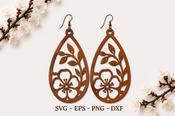 Download Hibiscus Flower Earrings SVG Laser Cut - Earrings Collection