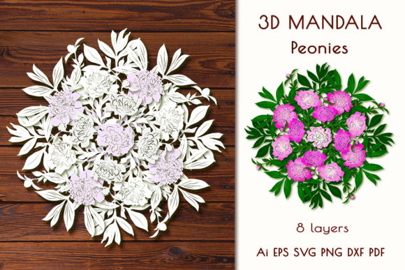 Download 3D Mandala "Peonies". - 3d mandala Collection