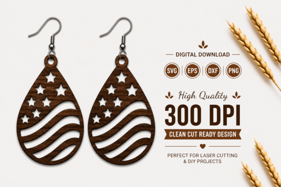 Download 4th of July Earrings Laser Cut File - Earrings Collection