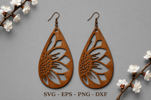 Download Floral Teardrop Earrings SVG Laser Cut - Earrings Collection
