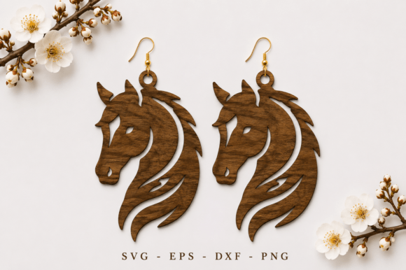 Download Horse Head Wooden Earrings Laser Cut SVG - Earrings Collection