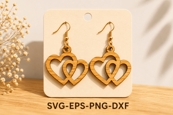 Download Interlocking Heart Earrings SVG - Earrings Collection