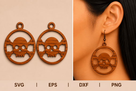 Download Halloween Skull Earrings SVG Laser Cut - Earrings Collection